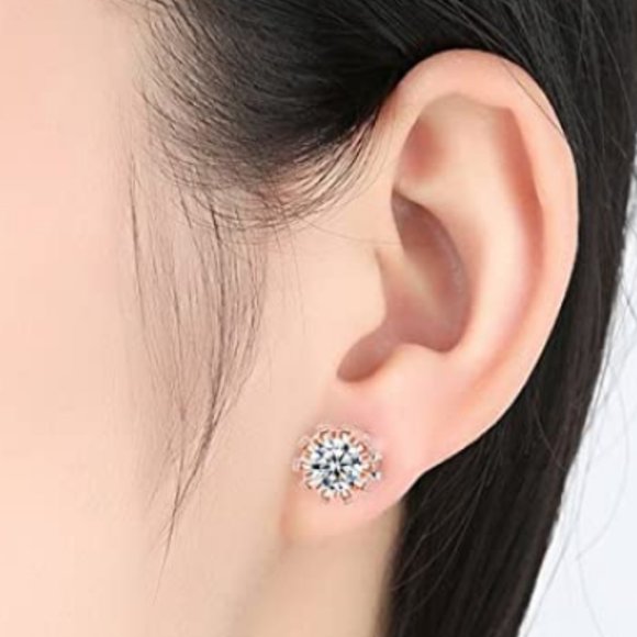 2 Carat Princess Cut Natural GIA Diamond Stud Basket  18K Rose Gold Womens 2ct Diamond Stud Earrings Studs Style 18 K 2 ct Jewelry NEW